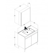 Banyo Dolabı 85 Cm Parlak Gri MDF Komple Takım - 3