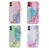 Apple iPhone 11 Uyumlu Kılıf Ceptecom Simli Desenli El Askılı Tutacaklı Elsa Silikon Kapak - 6