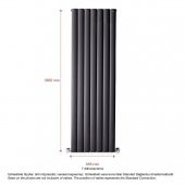 1800X555mm Lilac Dikey Antrasit Alüminyum Radyatör Standart Bağlantı - 2