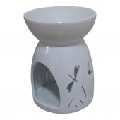 T.Concept Kelebek Desenli Seramik Buhurdanlık Beyaz 2205 - 2