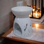 T.Concept Kelebek Desenli Seramik Buhurdanlık Beyaz 2205 - 4