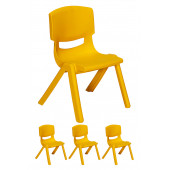 Junior 4 Adet Ergonomik Konforlu Anaokulu Kreş Çocuk Sandalyesi - Sarı - 1