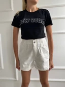 Kadın Basic Tişört New York Baskılı Siyah thumbnail 3