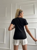 Kadın Basic Tişört New York Baskılı Siyah thumbnail 4