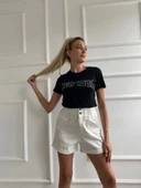 Kadın Basic Tişört New York Baskılı Siyah thumbnail 5