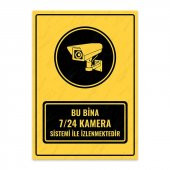 U1086 - Bu Bina 7/24 Kamera Sistemi İle İzlenmektedir Uyarı Levhası (15,4x21,6cm) - 1