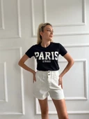 Kadın Basic Tişört Paris Le Maraıs Baskılı Siyah thumbnail 6