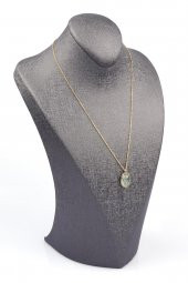 Prehnite Doğal Taş Gold Renkli Kolye - 2