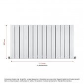 600X1115mm Amber Yatay Beyaz Alüminyum Radyatör Standart Bağlantı thumbnail 2