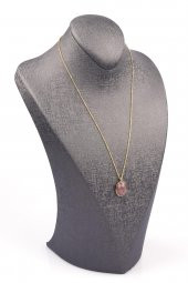 Çilek Kuvars Doğal Taş Gold Renkli Kolye thumbnail 2