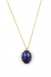 Lapis Lazuli Doğal Taş Gold Renkli Kolye - 1
