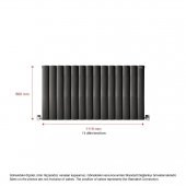600X1115mm Lilac Yatay Antrasit Alüminyum Radyatör Standart Bağlantı thumbnail 2