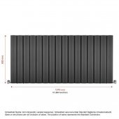 600X1275mm Amber Yatay Antrasit Alüminyum Radyatör Standart Bağlantı - 2