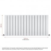 600X1275mm Amber Yatay Beyaz Alüminyum Radyatör Standart Bağlantı thumbnail 2