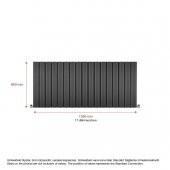 600X1355mm Amber Yatay Antrasit Alüminyum Radyatör Standart Bağlantı - 2