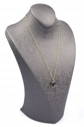 Siyah Jasper Doğal Taş Gold Renkli Kolye thumbnail 2