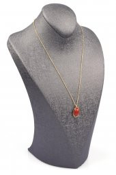 Red Jasper Doğal Taş Gold Renkli Kolye - 2