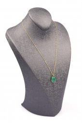 Yeşil Akik Doğal Taş Gold Renkli Kolye thumbnail 2