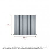 600X555mm Amber Yatay Gümüş Gri Alüminyum Radyatör Standart Bağlantı thumbnail 2