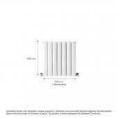 600X555mm Lilac Yatay Beyaz Alüminyum Radyatör Standart Bağlantı thumbnail 2