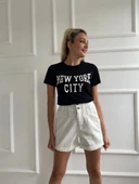 Kadın Basic Tişört Newyork City Baskılı Siyah thumbnail 2