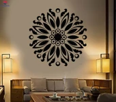 Oturma Odası, Yatak Odası Duvar Sticker Mandala Budizm Lotus Çiçeği Yoga Çıkartmalar Benzersiz Hediyelik thumbnail 1