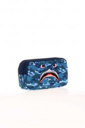 Kaukko Kıds&love L8123 3 Bölmeli Kalem Çantası Square Shark - 1