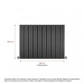 600X795mm Amber Yatay Antrasit Alüminyum Radyatör Standart Bağlantı - 2