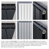 600X955mm Amber Yatay Gümüş Gri Alüminyum Radyatör Standart Bağlantı thumbnail 3