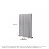 900X795mm Amber Dikey Gümüş Gri Alüminyum Radyatör Standart Bağlantı thumbnail 2