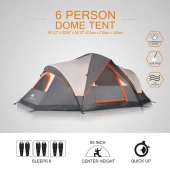 MobiHome DomeHike 6 Kişilik Otomatik Çadır-GRİ - 4