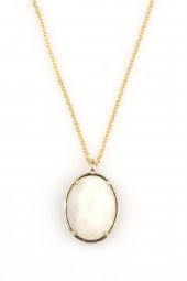 Ay Taşı Doğal Taş Gold Renkli Kolye thumbnail 1