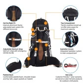 QuickUP Hiking Sırt Çantası 65 Litre-SİYAH - 4