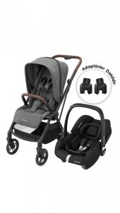 Maxi-Cosi Leona2-Cabriofix I-Size Tek Elle Katlanabilen Ultra Kompakt Çift Yönlü Seyahat Sistem Bebek Arabası Grey-Black - 1