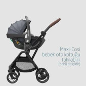 Maxi-Cosi Leona2-Cabriofix I-Size Tek Elle Katlanabilen Ultra Kompakt Çift Yönlü Seyahat Sistem Bebek Arabası Grey-Black - 9