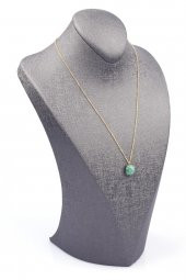 Amazonit Doğal Taş Gold Renkli Kolye thumbnail 2