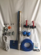 4SDM4/24 3 HP ALARKO 55 MT YASSI KABLOLU VE PANOLU 55 MT HALATLI ÇİFT VANALI AKITMA BAŞLIKLI MONOFAZE TAKIM DALGIÇ POMPA - 1