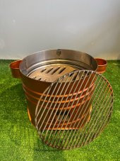 27 cm 3 Kapaklı Bakır Boyalı Yuvarlak Mangal - 3