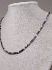 Sodalit Taşı 3mm 1000 Ayar Gümüş İpli Kolye (Sabit Klipsli) (41300) thumbnail 2