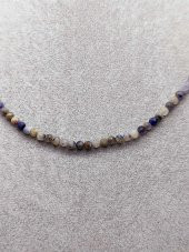 Sodalit Taşı 3mm 1000 Ayar Gümüş İpli Kolye (Sabit Klipsli) (41300) thumbnail 4