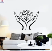 Oturma Odası, Yatak Odası Duvar Sticker Lotus Çiçeği Budizm Eller Yoga Meditasyon Çıkartmalar thumbnail 1