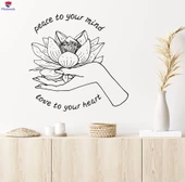 Oturma Odası, Yatak Odası Duvar Sticker İlham Veren Sözler Cümle Barış Aklınıza Lotus Çiçeği Çıkartmaları - 1