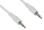 3.5 mm Stereo 4 Boğumlu (TRRS) Beyaz AUX Kablosu 1 Metre - 1