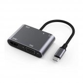 Global 5in1 Type-C Hub Port Adaptör HDMI VGA USB AUX 100W PD Girişli WNE0061 - 1