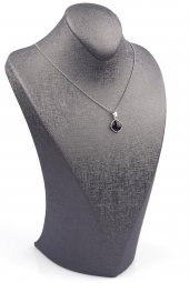 Obsidyen Doğal Taş Gümüş Renkli Kolye thumbnail 2