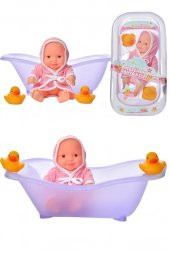 Global Toys - GL100316 Roza Bebeğimin Banyo Keyfi Küvetli-ördekli Bornoz Setli Et Bebek küvetlibebek - 1