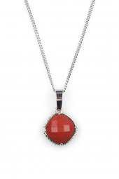 Red Jasper Doğal Taş Gümüş Renkli Kolye - 1