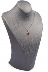 Kahverengi Akik Doğal Taş Gümüş Renkli Kolye thumbnail 2