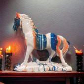 T.Concept Dekoratif Sakin Beyaz At Biblo Renkli 35 x 35 cm - 6