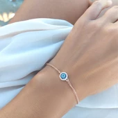 Vaoov 925 Ayar Gümüş Rose Nazar Bileklik thumbnail 1